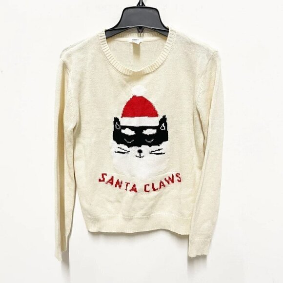 Santa CLAWS Forever 21 Christmas Sweater Cream Size M - Picture 2 of 3